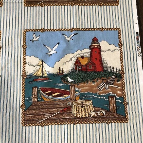 Sailboat Lighthouse Ocean Fabric Classic Cottons FCI Nautical Island 199…‎ - Picture 3 of 7